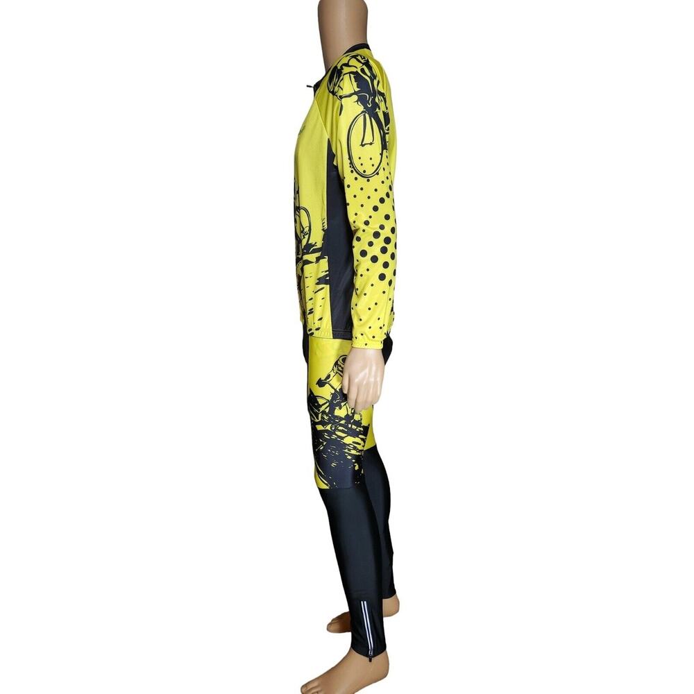 Moxilyn Cycling Long Sleeved Jersey and Bib pants XLarge Yellow Black NWT - Picture 3 of 12